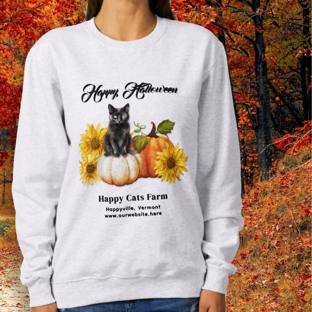 Glad Halloween Svart Katt Pumpa T Shirt (Skapare uppladdad)
