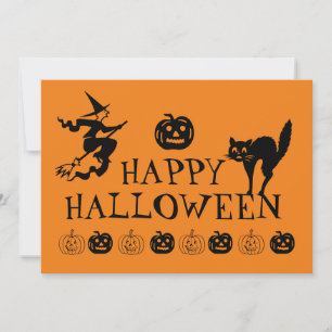 Glad Halloween svart och orange kuslig Julkort