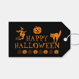 Glad Halloween svart och orange söta presenter Presentetikett