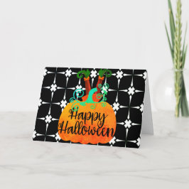 Glad Halloween Svart Och Vit Kort