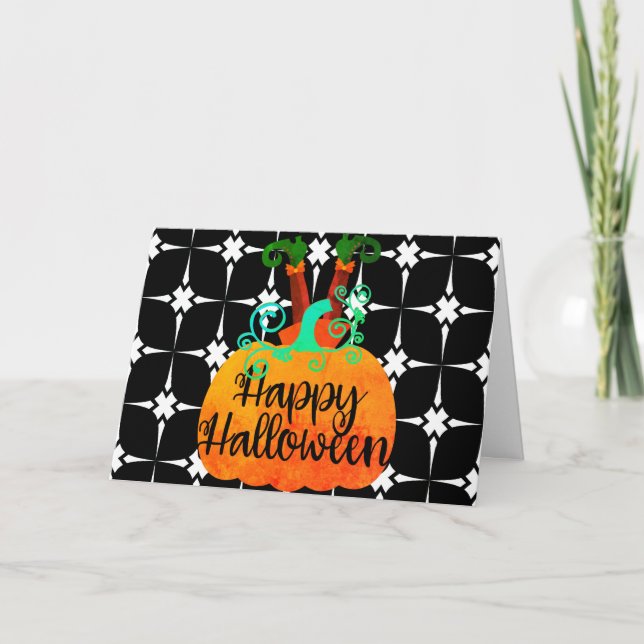 Glad Halloween Svart Och Vit Kort (Framsida)
