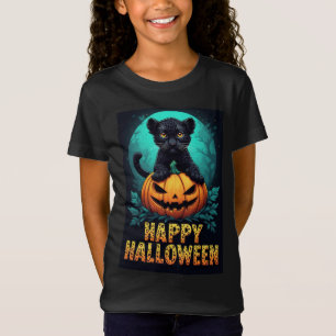 Glad Halloween Svart Panter Kattunge T Shirt