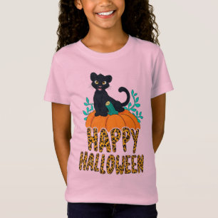 Glad Halloween Svart Panter Kattunge T Shirt