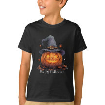 Glad Halloween Svart Ungdoms T-Shirt
