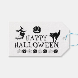 Glad Halloween svart vit spöklik fördelar Presentetikett