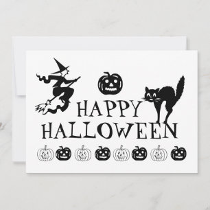 Glad Halloween svart vit spöklik Högtidskort Julkort