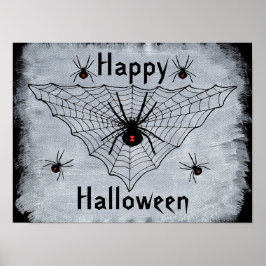 Glad Halloween Svarta Änkan Spindelväv Poster