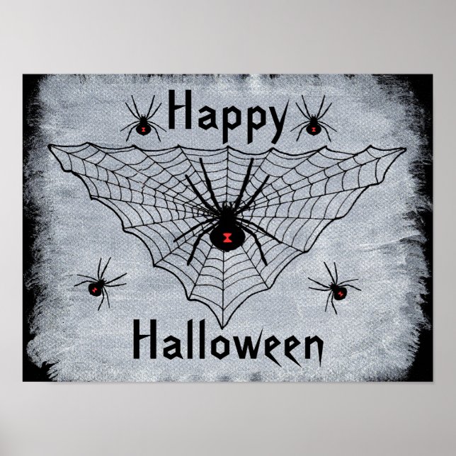 Glad Halloween Svarta Änkan Spindelväv Poster (Framsidan)