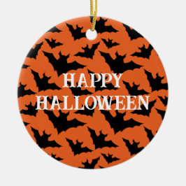 Glad Halloween svarta fladdermöss orange spöklik m Julgransprydnad Keramik