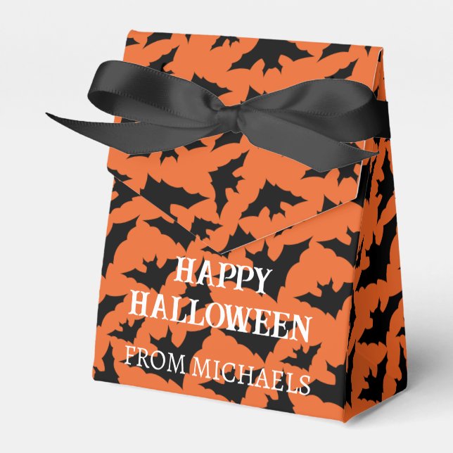 Glad Halloween svarta fladdermöss orange spöklik m Presentaskar (Framsidan Sidan)