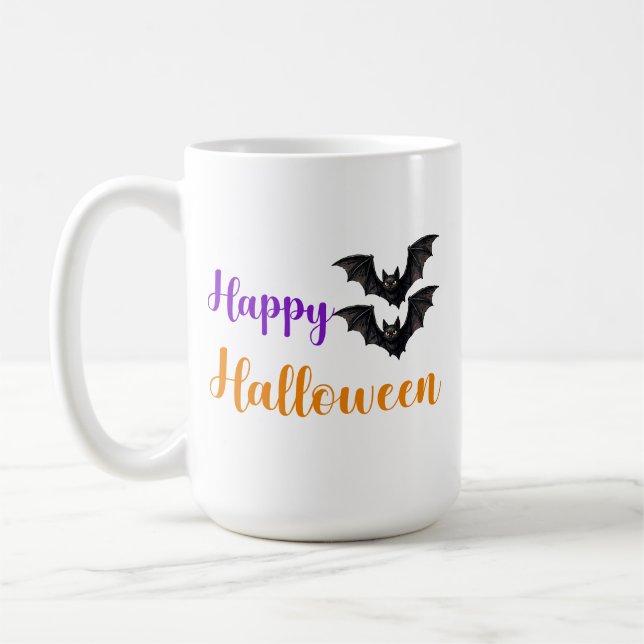 Glad Halloween-text fladdermöss för barn festlighe Kaffemugg (Vänster)