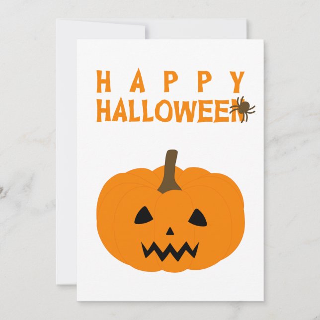 Glad Halloween-text och Pumpkin på White Kort (Framsida)