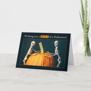 Glad Halloween till alla skelett med pumpa Helgkort