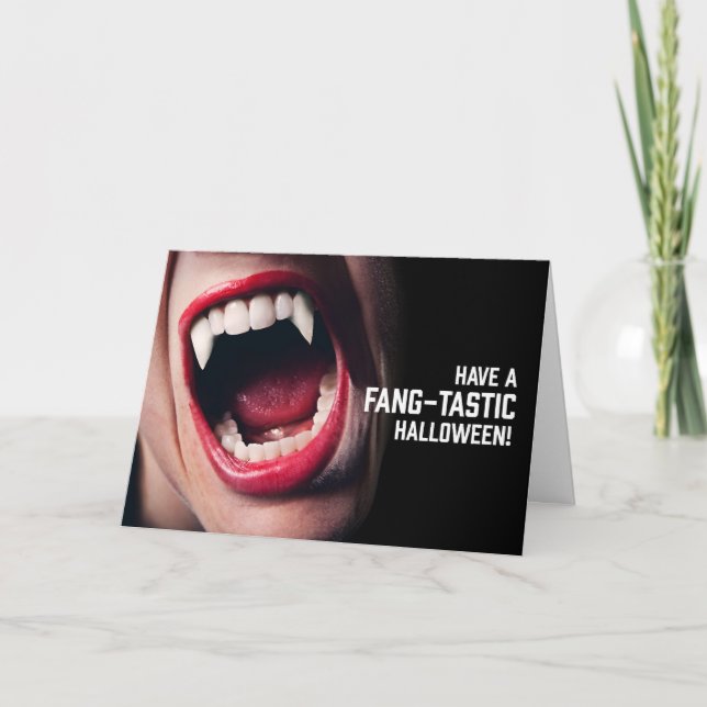 Glad Halloween till alla Vampire Tänder Humor  Helgkort (Framsida)