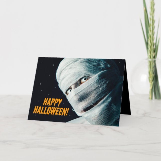 Glad Halloween till någon Mummie Humor  Helgkort (Framsida)