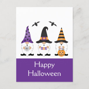 Glad Halloween Tomtar Lila Orange Vykort