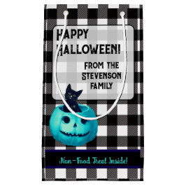 Glad Halloween Turkos Pumpa och Svart Katt