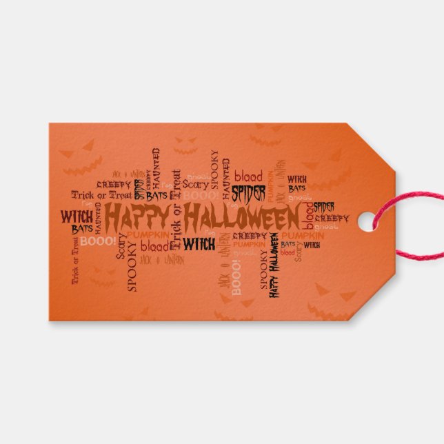 Glad Halloween-typografi Presentetikett (Framsidan (Horisontell))