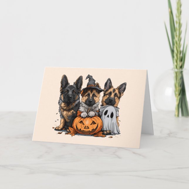 Glad Halloween tyska vallhundar Helgkort (Framsida)