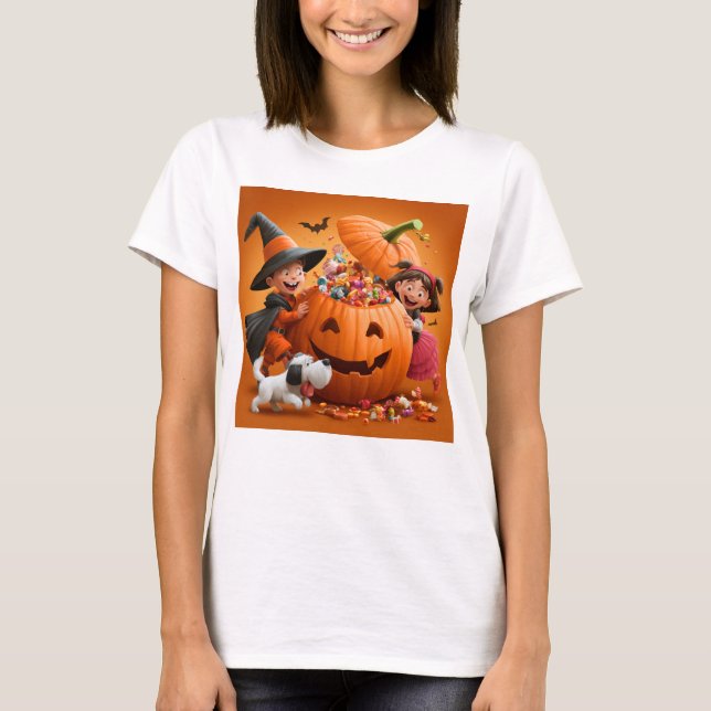 Glad Halloween v3 T Shirt (Framsida)