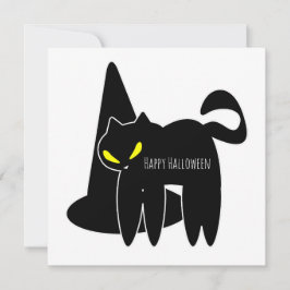 Glad Halloween Välkomstkort | Kuslig svart katt Tack Kort