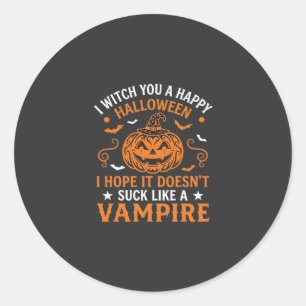 Glad Halloween Vampyr Pumpa Häxa Hatt Fladdermöss Runt Klistermärke