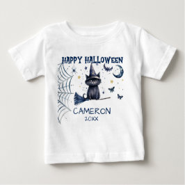 Glad Halloween Vattenfärg Katt - Baby T-Shirt