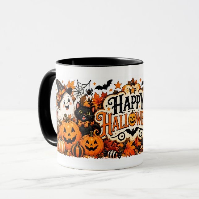 Glad Halloween Vintage Mugg (Framsida vänster)