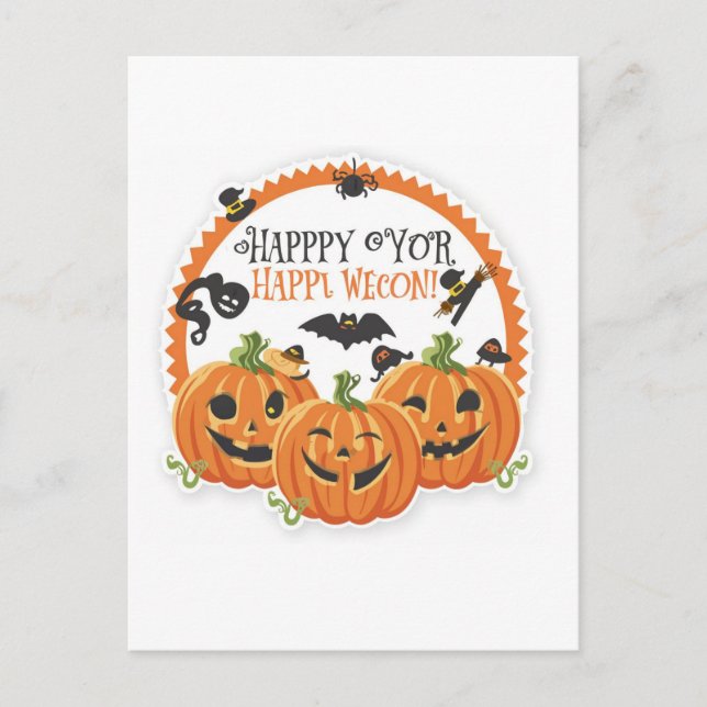 Glad Halloween Vykort (Framsida)