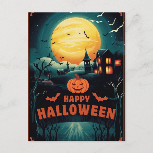 Glad Halloween Vykort (Framsida)