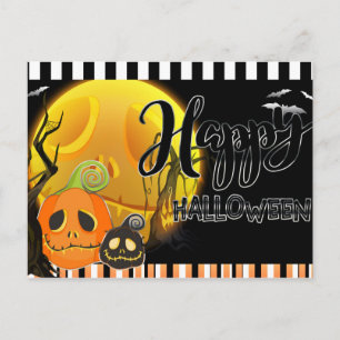 Glad Halloween Whimsical Smily Pumpas Hälsning Vykort