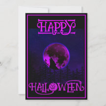 Glad Halloween ylande hund lila måne