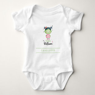 Glad Halloween Zombie Flicka Anpassad Baby Bodysui T Shirt