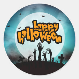 Glad Halloween Zombie Kuslig Kyrkogård Runt Klistermärke