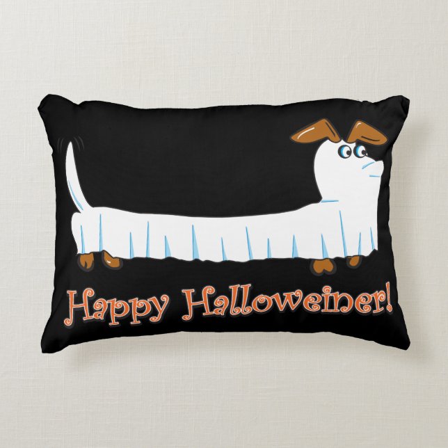 Glad Halloweendachshund Prydnadskudde (Framsidan)