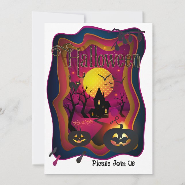 Glad Halloweenfest "Bus eller godis" Magisk Julkort (Framsida)