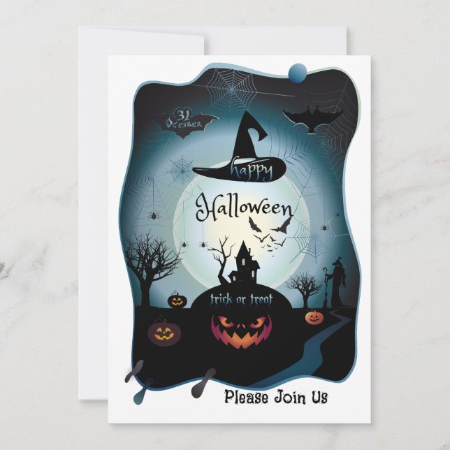 Glad Halloweenfest "Bus eller godis" Magisk Julkort (Framsida)