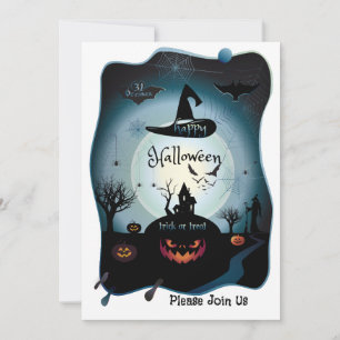 Glad Halloweenfest "Bus eller godis" Magisk Julkort