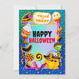 Glad Halloweenfest fylld med trick-or-treat Inbjudningar