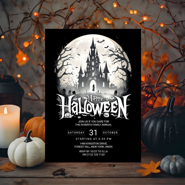 Glad Halloweenfest Inbjudan | Spök slott (Skapare uppladdad)