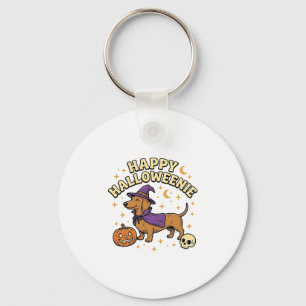 Glad Halloweenie Dachshund Häxa Hund T-Shirt_1 Nyckelring