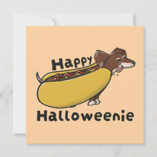 Glad Halloweenie Korv Lillpudel Inbjudningar