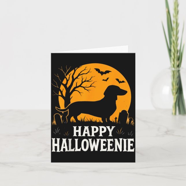 Glad Halloweenie Rolig Dachshund Hund Halloween Kort (Framsida)
