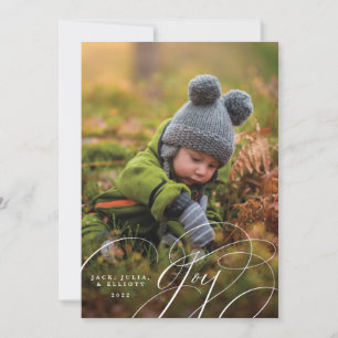 Glad handskriven text Lycklig foto Julkort
