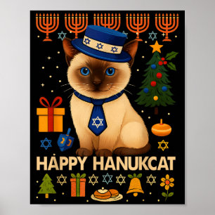 Glad Hanukcat ful ångpulsvantar katt Chanukah judi Poster