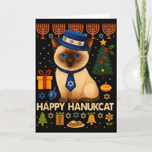 Glad Hanukcat ful jultröja katt Chanukah judisk Cu Kort
