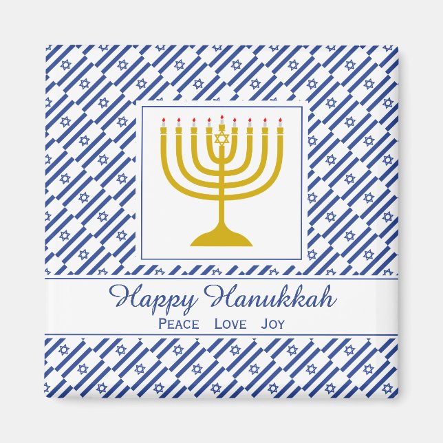 GLAD HANUKKA Fred Kärlek Glädje Anpassningsbar kyl Magnet (Framsidan)