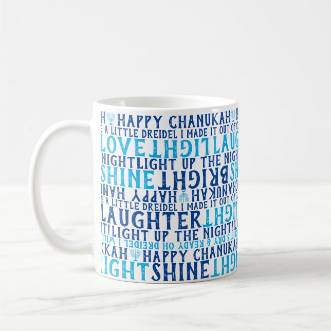 GLAD HANUKKA Kärlek Ljus Latter Typografi Kaffemugg (Vänster)