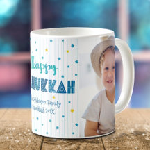 Glad Hanukkah 2 Foto Turkos Rolig Typografi
