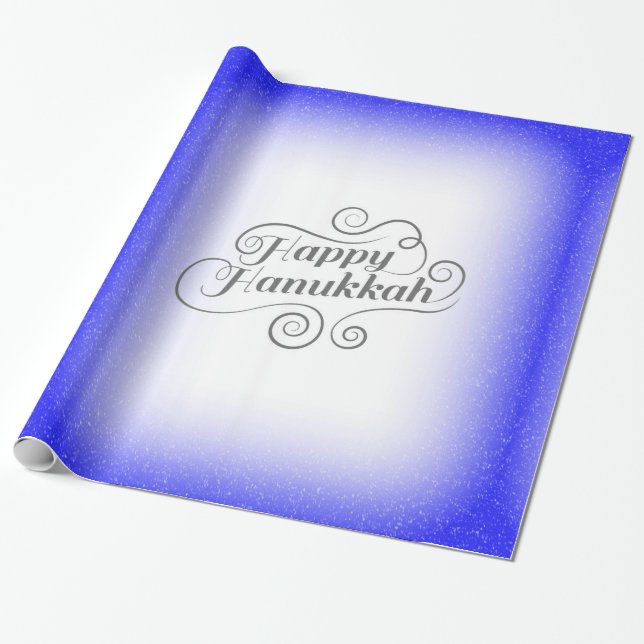 Glad Hanukkah 2-tons blå vit bakgrund Presentpapper (Utrullad)